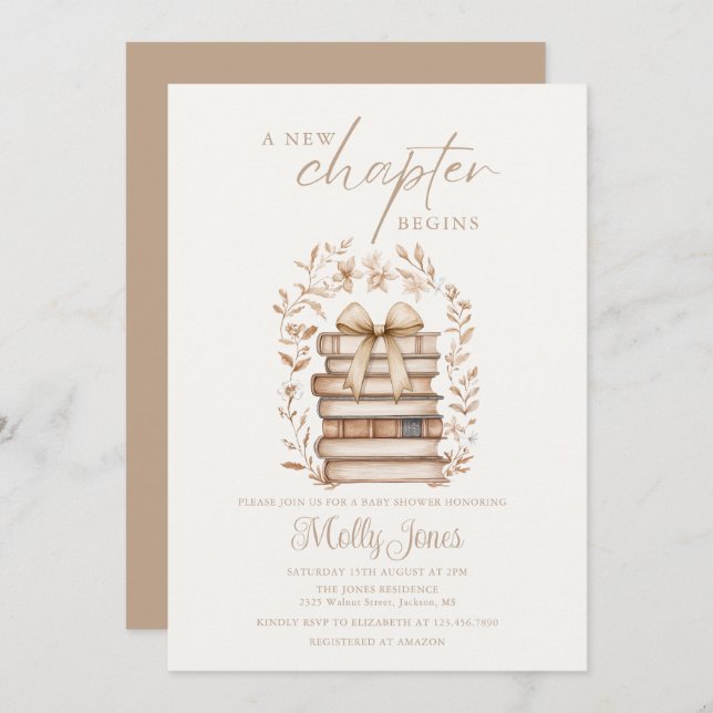 Invitation New Chapter Storybook Baby Shower All In One (Devant / Derrière)