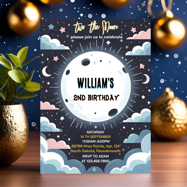 Invitation New Cute Space nuit ciel Two The Moon 2e anniversa (Créateur téléchargé)