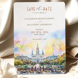 Invitation New Orleans Jackson Carré Enregistrer la date