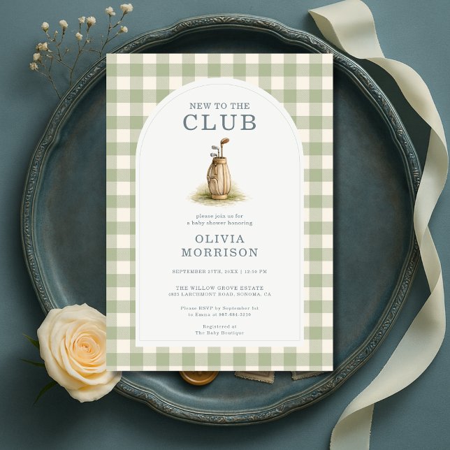 Invitation New To The Club Golf Gingham Baby Shower (Créateur téléchargé)