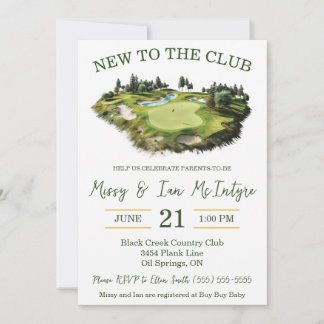 Invitation New to the Club, Golf Themed Baby Shower