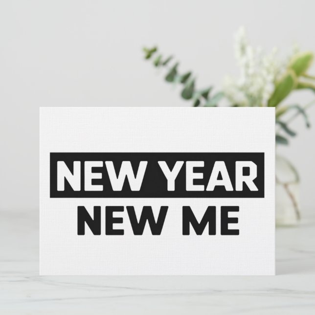 Invitation New Year New Me Inspirational Motivational Quote (Debout devant)