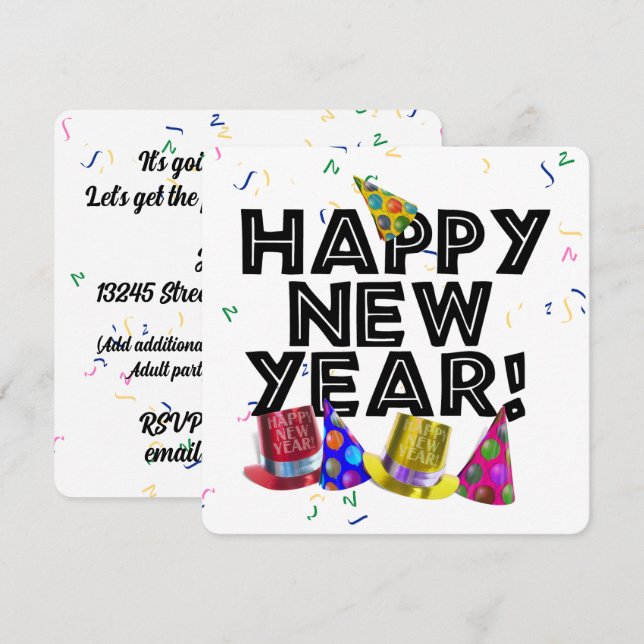 Invitation New Years Eve Party (Devant / Derrière)