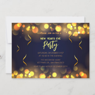 Invitation New Year's Eve Party faux gold foil