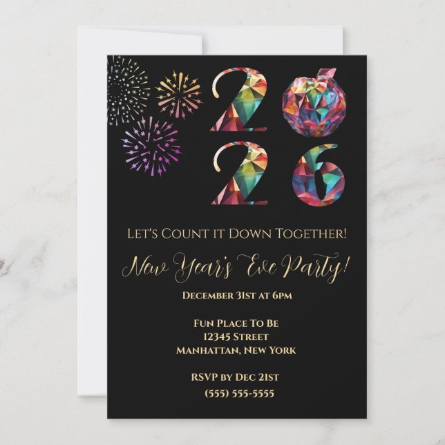 Invitation New Year's Eve Party Invitation-Colorful- (Devant)