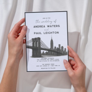 Invitation New York Brooklyn Modern Illustration Mariage