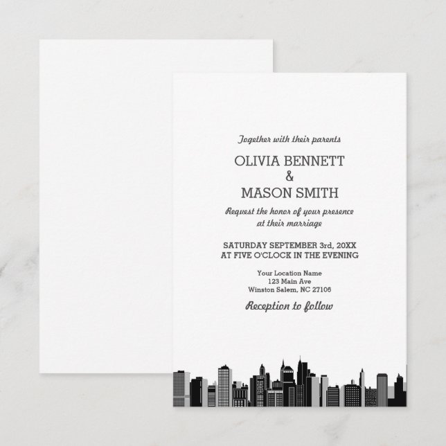 Invitation New York City Skyline Cityscape (Devant / Derrière)