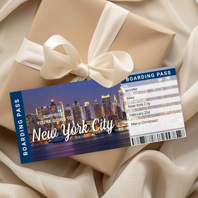 Invitation New York City Trip Surprise Boarding Pass Card (New York City Trip Surprise Boarding Pass)