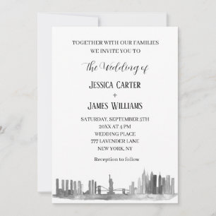 Invitation New York City Watercolor Destination Mariage chic