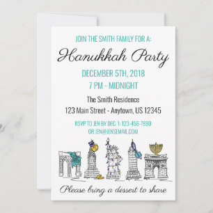 Invitation New York Hanoukka NYC Landmarks Jewish Holiday