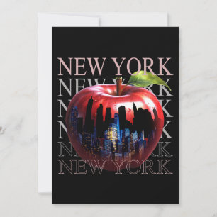 Invitation New York La Grosse Pomme Fruit Silhouette City