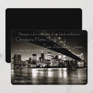 Invitation New York moderne noir et blanc en soirée