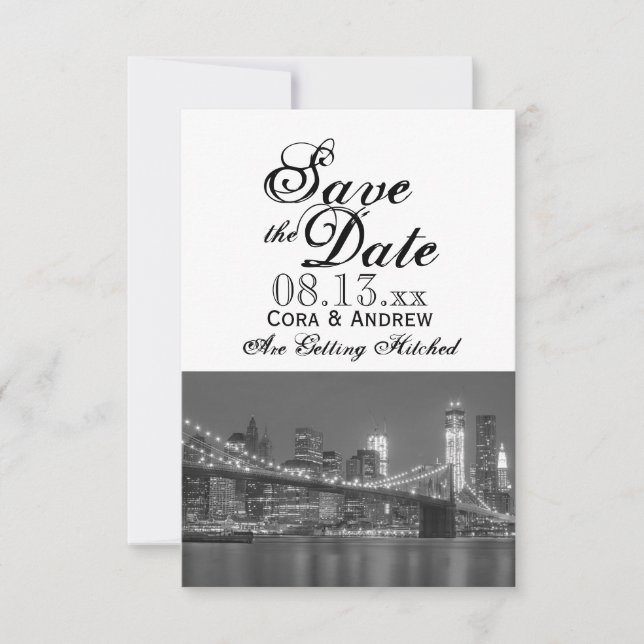 Invitation New York Skyline Brooklyn Wedding Enregistrer la d (Devant)