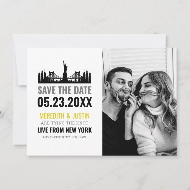 Invitation New York Skyline Enregistrer la date (Devant)