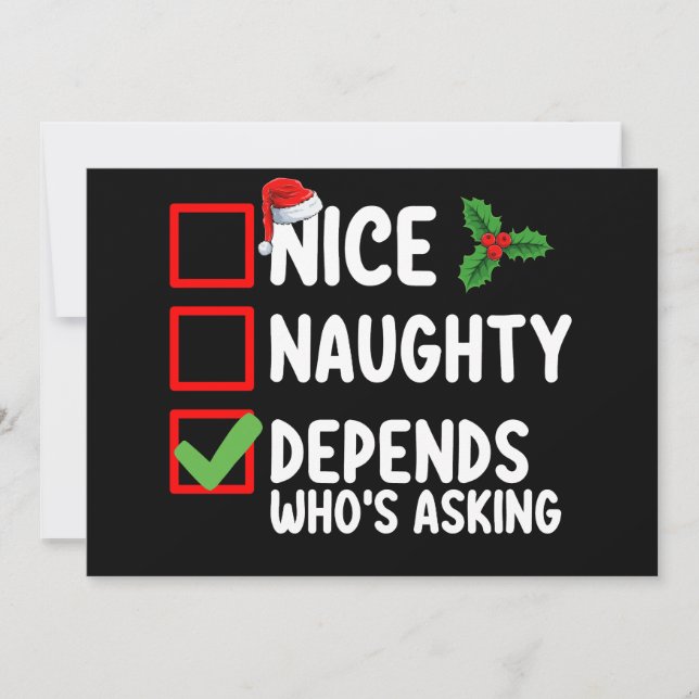 Invitation Nice Naughty Depends Qui demande Noël (Devant)