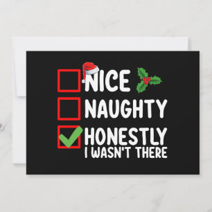 Invitation Nice Naughty Honnêtement Je n'étais pas là Noël