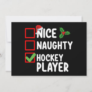 Invitation Nice Naughty Joueur de hockey Liste de Noël Père N