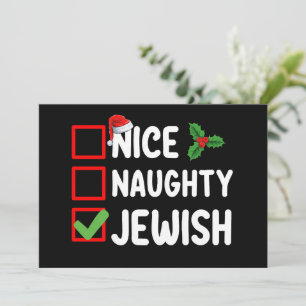 Invitation Nice Naughty Juive Liste de Noël Famille Vacances
