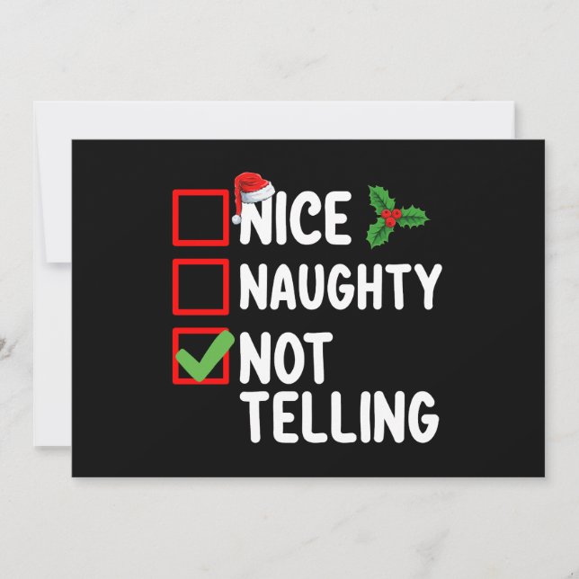 Invitation Nice Naughty Not Telling Christmas List Holiday (Devant)