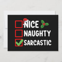 Nice Naughty Sarcastique Liste de Noël Sarcasme