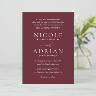 Invitation Nicole Merlot Mariage élégant