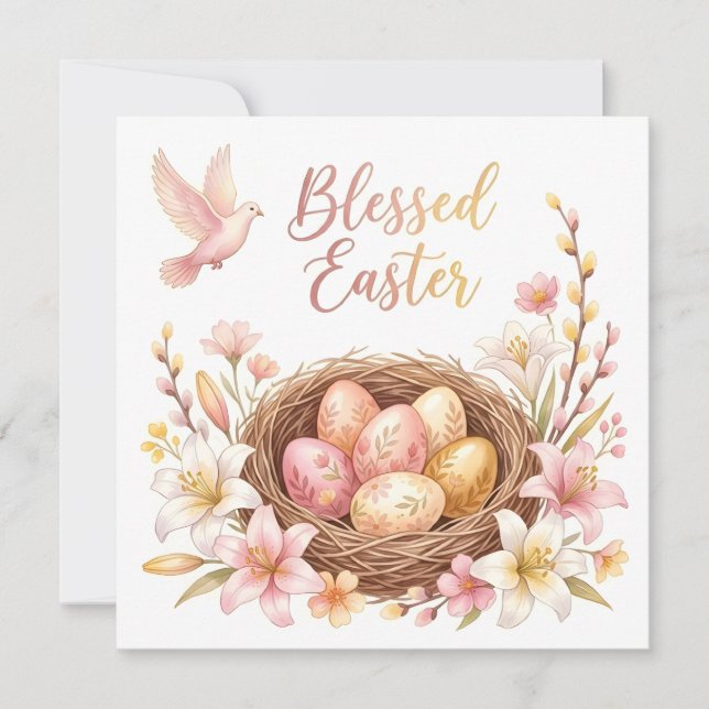 Invitation Nid de Pâques avec œufs (Devant)