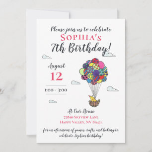 Invitation Nid d'oiseau à air chaud mignon Anniversaire
