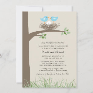 Invitation Nid d'oiseau - Baby shower gai-couple