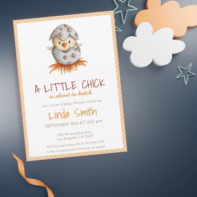 Invitation Nid d'oiseau orange blanc Baby shower neutre (Créateur téléchargé)
