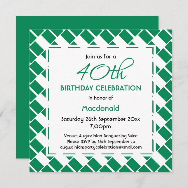 Invitation NIGERIA DRAPEAU Personnalisé 40ème anniversaire Pa (Devant / Derrière)