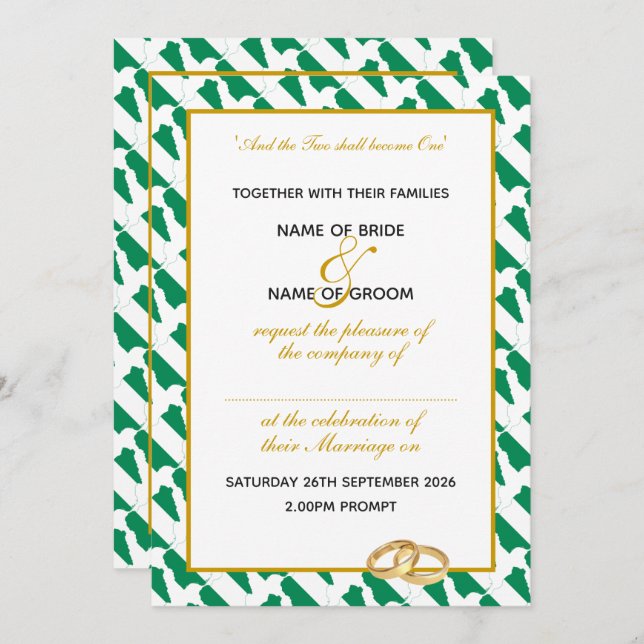 Invitation NIGERIA Naija Mariage chrétien (Devant / Derrière)