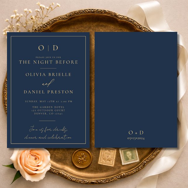Invitation Night Before Rehearsal Dinner Navy Blue Gold (Créateur téléchargé)