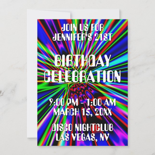 Invitation Nightclub Neon Explosion 21e anniversaire (Devant)