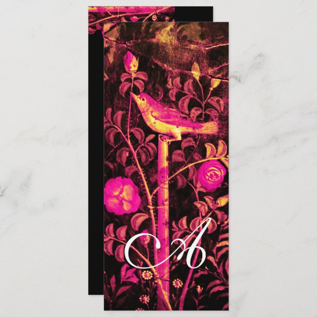 Invitation NIGHTINGALE, MONOGRAMME ROSE Rouge Noir Jaune (Devant / Derrière)