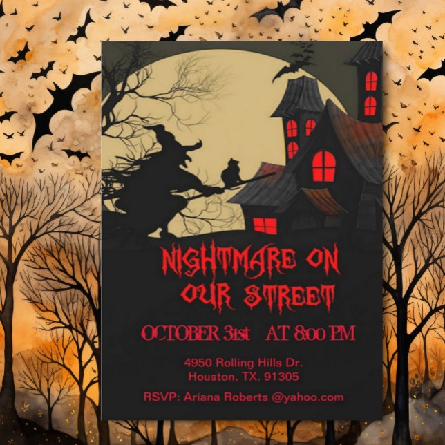 Invitation Nightmare On Your Street Scandale Halloween Party (Créateur téléchargé)
