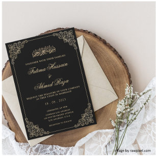 Invitation Nikah Black Gold Mariage musulman islamique