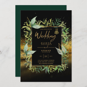 Invitation NIKAH - Emerald Green Gold Mariage ISLAMIQUE Invit