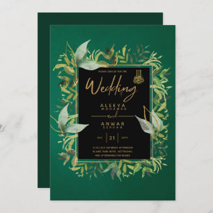 Invitation NIKAH - Emerald Green Gold Mariage ISLAMIQUE Invit