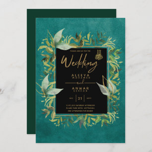 Invitation NIKAH - Emerald Green Gold Mariage ISLAMIQUE Invit