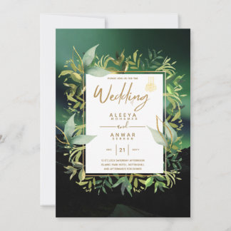 Invitation NIKAH - Emerald Green Gold Mariage ISLAMIQUE Invit