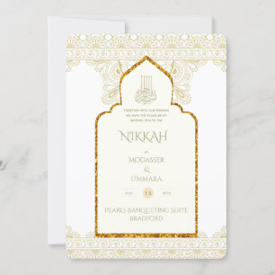 Invitation NIKAH - Invitat Mariage d'or de la mosquée islamiq