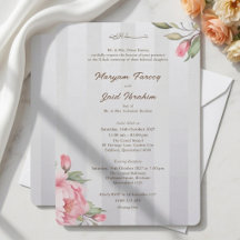 Nikah Islamique Monogramme Rayure Grise Pivoine Ro