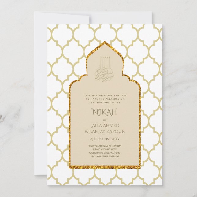 Invitation NIKAH - Mariage d'or de la mosquée islamique (Devant)