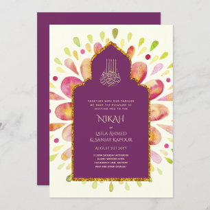 Invitation NIKAH - Mariage d'or Mandala Berry moderne Invitat