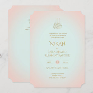 Invitation NIKAH - Ornat Islam Gold Blush rose Mariage Inv