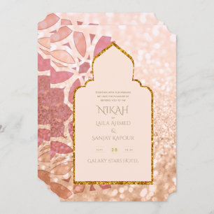 Invitation NIKAH - Ornate Rosegold Mariage d'or rose