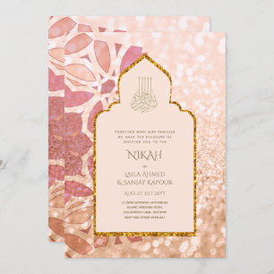Invitation NIKAH - Ornate Rosegold Mariage rose or Invitati