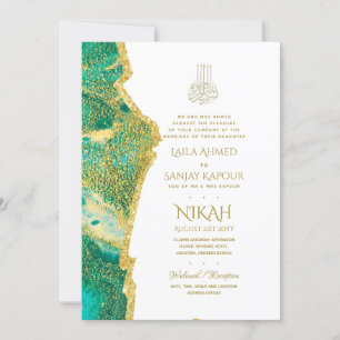 Invitation Nikah Wedding Invite - Agate Gold islamique Walima
