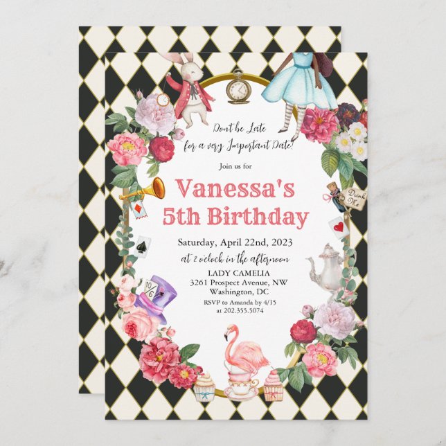 Invitation N'IMPORTE QUEL ÂGE - Alice afro-américaine au pays (Devant / Derrière)