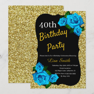 Invitation N'importe quel âge Anniversaire Gold Parties scint